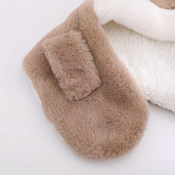 Cute Deer Hat Plush Rabbit Ear Funny Sweet Kawaii Winter Fluffy Fleece Warm Hat Plush Winter Thickened Cute Antlers Baby Hat With Scarf For 5-10 Y Children - Image 6